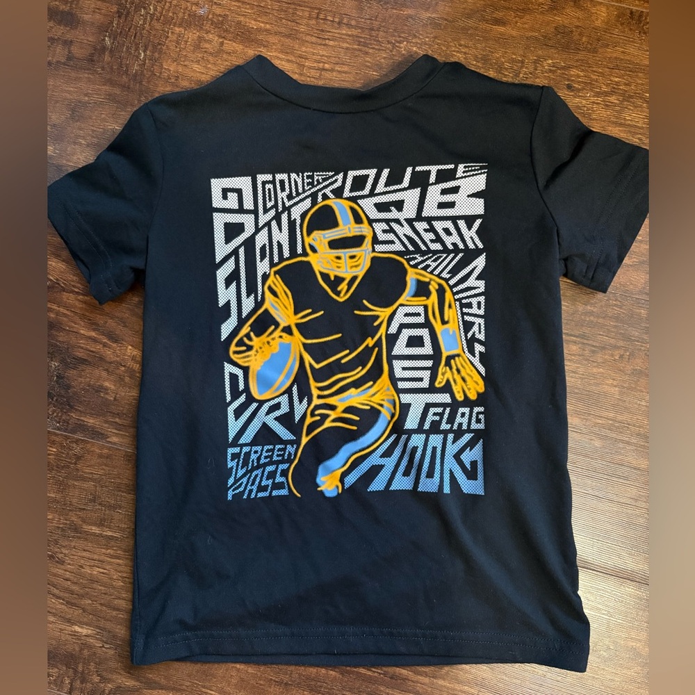 Boys Black Graphic Football T-Shirt
